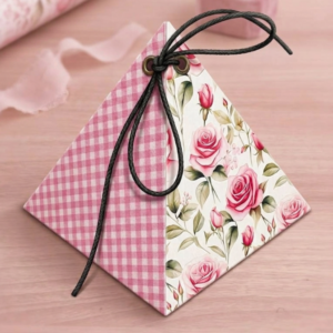 CAIXA PIRAMIDE 10X10 XADREZ COM FLORES